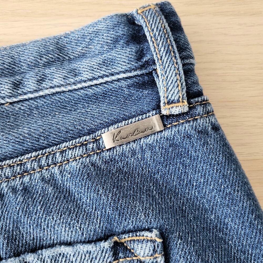 Kancan Medora High Rise 90s Slit Raw Hem Straight Leg Jeans Medium Wash 13 30 - Picture 9 of 13